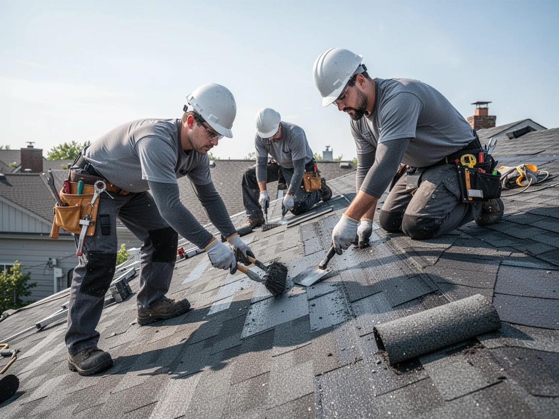 Roofing Systems of Baldwin County Team Working on a Roof